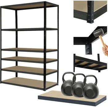 Dílenský regál Kovový regál PREMIUM BLACK stojan HELIOS 213x75x35cm 6 polic x 350kg, nosnost 300 TISÍC