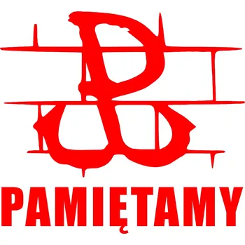 Samolepicí dekorace na vozidlo VAR PW - PAMIĘTAMY samolepka 15x13,6 červená