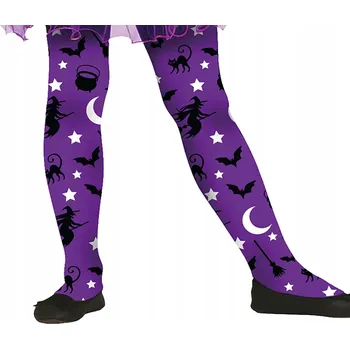 Punčocháče pro děti "Halloweenské symboly", fialové, Guirca, 98-116 cm