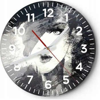 Hodiny Nástěnné hodiny do obýváku 40x40 Žena Kulatý Skleněné hodiny Loft Tiché