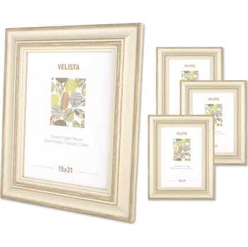 Obraz Rámeček na svatební svatební fotografie 15x21 boho vintage sada 4ks béžová