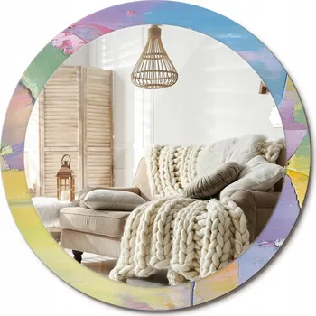 Zrcadlo Zrcadlo nástěnné s ozdobným rámem Velké průměr 90 cm Textura olejové barvy