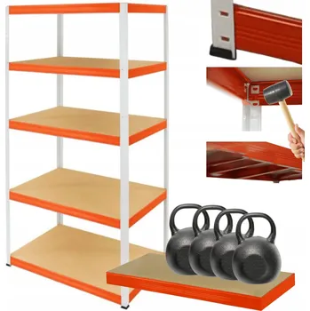 Dílenský regál Kovový regál, skladový regál do garáže HELIOS HWO 180x90x35, 5 polic, nosnost 400 kg na polici