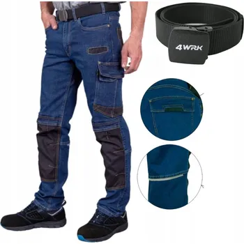 Pánské kalhoty PRACOVNÍ JEANS KALHOTY pružné STRETCH BOZP DŽÍNY S OPASEK v sadě M