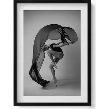 Obraz Elegantní obraz v černém rámu - Fotografie tanečnice v tanci 50x70 cm
