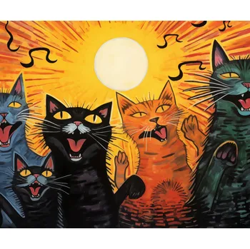 Plakát Plakát Kočičí koncertování bez rámu 60 x 50 cm