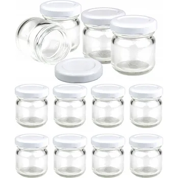 Sklenice Sklenice skleničky 40 mm x 12 ks s bílými víčky na koření, med, džemy