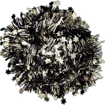 Vánoční dekorace Vánoční girlanda na stromeček s hvězdami, dlouhý řetěz, černá, 7 m