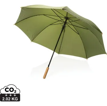 Deštník 27" bambusový auto-open deštník Impact ze 190T RPET AWARE™ - Zelená, Firemní dárkové předměty s vlastním potiskem