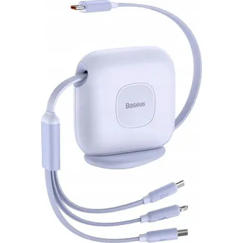 Datový kabel Kabel Baseus USB - USB typ C / microUSB / Lightning 1,7 m fialový