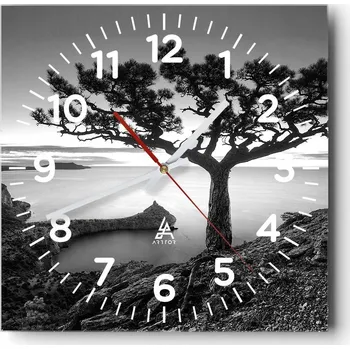 Hodiny Kuchyňské nástěnné hodiny 30x30 Krajina Skleněné hodiny do obýváku Moderní Tiché