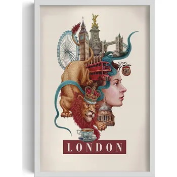 Obraz Závěsný obraz rámeček Vintage retro styl Londýn Big Ben Tower Bridge 40x60 cm