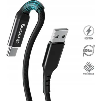 Datový kabel Kabel Crong USB - USB typ C 1,5 m černý