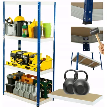 Dílenský regál Kovový regál do skladu, garáže, stojan HELIOS 180x75x40 cm, 4 police, nosnost 275 kg