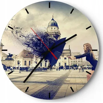 Hodiny Nástěnné hodiny do kuchyně 30x30 Žena Skleněné hodiny do obýváku Loft Tiché