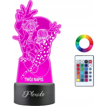 Lampička Noční Lampa pro děti Miraculum Beruška a Černá Kočka Dárek 3D LED