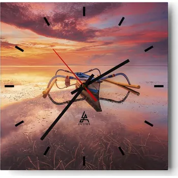 Hodiny Velké nástěnné hodiny 40x40 Krajina Skleněné hodiny Tiché