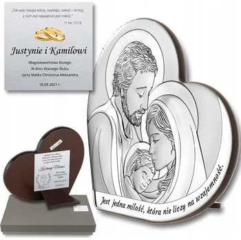 Obraz STŘÍBRNÝ OBRAZ Svatá Rodina SVATBA KŘEST GRAVÍROVÁNÍ