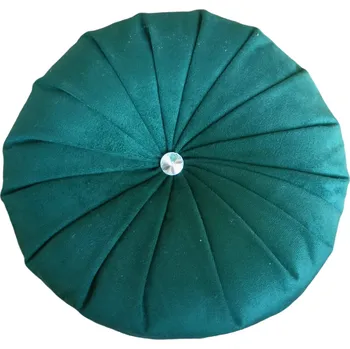 Polštář Poduszka dekorativní OKRASNÁ kulatá LAHVOVĚ ZELENÁ velur plyš velvet