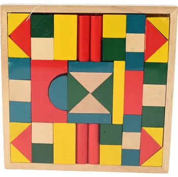 ostatní stavebnice STAVEBNICE DŘEVĚNÉ VZDĚLÁVACÍ SKLÁDAČKA GEOMETRICKÉ BAREVNÉ TVARY