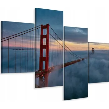 Obraz Čtyřdílný obraz MOST v mlze Panorama 3D 80x50