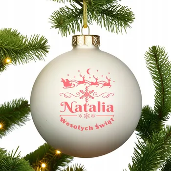 Vánoční dekorace VÁNOČNÍ KOULE SKLENĚNÁ na vánoční stromeček se JMÉNEM vánoční ozdoba DÁREK
