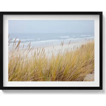 Obraz Obraz s rámem a grafikou na zeď Krajina přímořské pláže a trávy 80x60 cm
