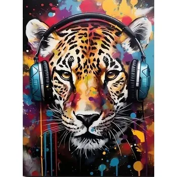 Obraz Plátěný Plakát A3 v rámu Barevný Tygr, hudební dekorace do pokoje, Art