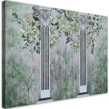 Obraz OBRAZ NA PLÁTNĚ CANVAS Starověké sloupy a květiny 90x60