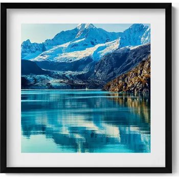 Obraz Obraz s rámem a grafikou na zeď Krásná krajina horského jezera 50x50 cm