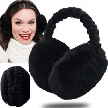 Podprsenka ČERNÉ DÁMSKÉ ZIMNÍ SKLÁDACÍ NAUŠNÍKY S NASTAVITELNOU VELIKOSTÍ - VELMI TEPLÉ