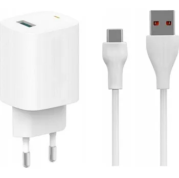 RYCHLÁ SÍŤOVÁ NABÍJEČKA NA TELEFON USB 18W PD QC 3.0 + KABEL TYP C