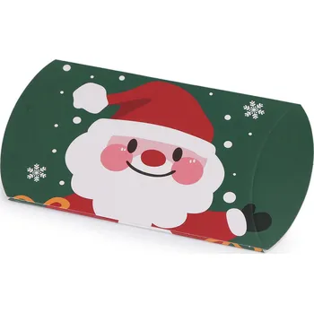 Vánoční dekorace Vánoční dárková krabička sob, Mikuláš, sněhulák, perníček, kostelík Varianta: 5 zelená tmavá Mikuláš, Balení: 12 ks