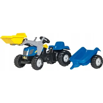 autíčko TRAKTOR NEW HOLLAND S LŽÍCÍ, POHON NA PEDÁLY A PŘÍVĚS ROLLYKID