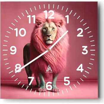 Hodiny Nástěnné hodiny do obýváku 40x40 Lev Tiché hodiny na skle Stylové