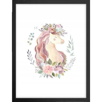 Obraz Obraz plakát v černém rámu do obýváku 30x40 jednorožec plakáty na zeď