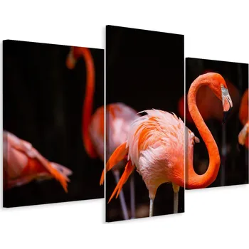 Obraz Obraz Tryptych PTAKI Plameňáci Dekorace 3D 60x40