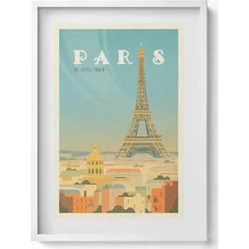 Obraz Nástěnný obraz dekorace interiéru Ilustrace Paříže a Eiffelovy věže 50x70 cm