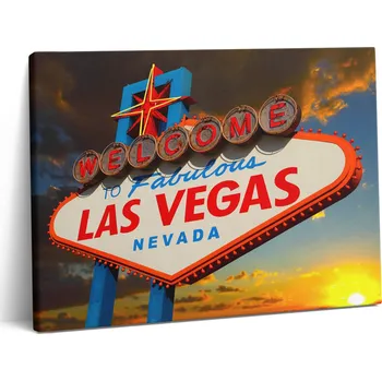 Obraz Foto Obraz Na Plátně Znak Las Vegas při Západu Slunce 80x60 cm