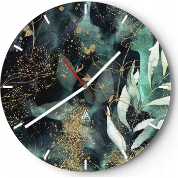 Hodiny Velké nástěnné hodiny 40x40 Rostliny Skleněné hodiny Kulatý Tiché