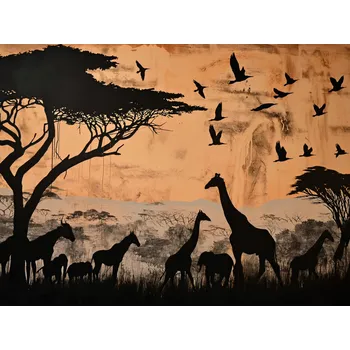 Plakát Plakát Siluety ze Savany bez rámu 100 x 75 cm