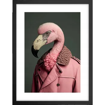 Obraz Obraz plakát v černém rámu do obýváku 30x40 plameňák foto plakáty na zeď