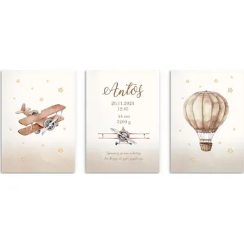 Obraz Obrázek s údaji o narození dítěte - Pastelový plakát do dětského pokoje - Památka