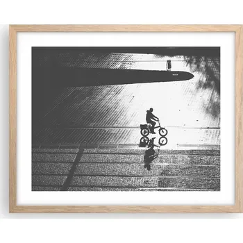 Obraz Obraz plakát na zeď v rámu světlý dub 50x40 cyklista foto do obýváku