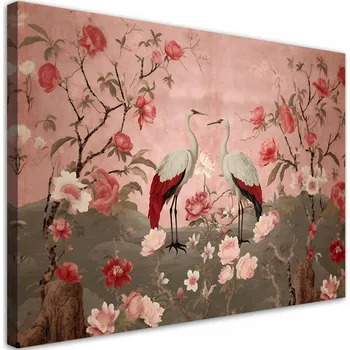 Obraz Obraz na plátně, Květiny a ptáci Chinoiserie - 60x40
