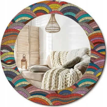 Zrcadlo Kulaté dekorativní zrcadlo na zeď s potiskem, průměr 50 cm, Ornament