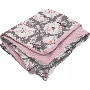 Prostěradlo Oboustranný přehoz 90x200 BAVLNA + MINKY fleece Květiny Pivoňky