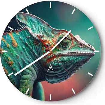 Hodiny Velké nástěnné hodiny 40x40 cm Chameleon Skleněné hodiny Kulatý Tiché
