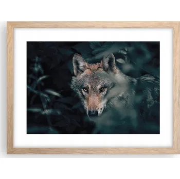 Obraz Obraz plakát v rámu světlý dub do obýváku 40x30 vlk foto plakáty na zeď
