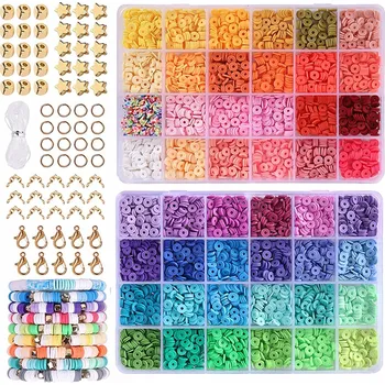 Dětské navlékací korálky Sada korálků korálky Ploché kulaté na výrobu šperků 4800 ks